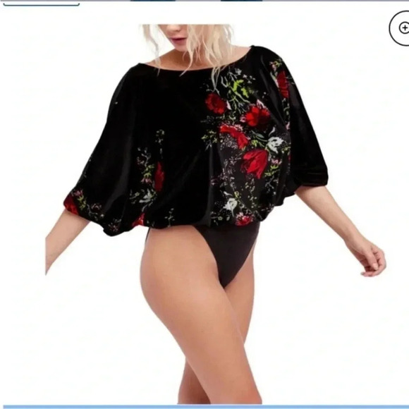 Free people floral velour slouchy babe bodysuit - Picture 3 of 12